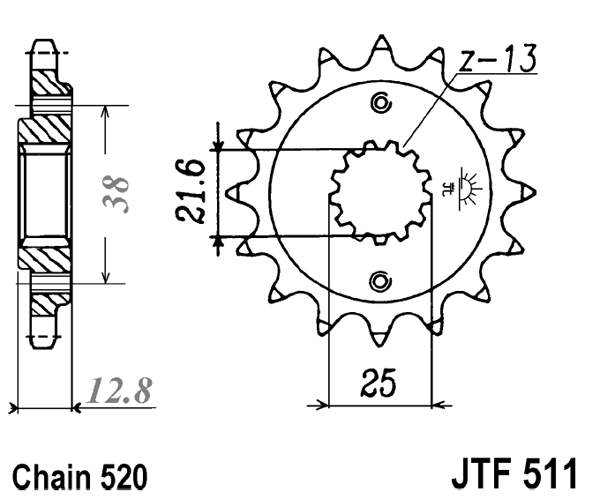 Prednji lančanik JT JTF 511-15 15T, 520